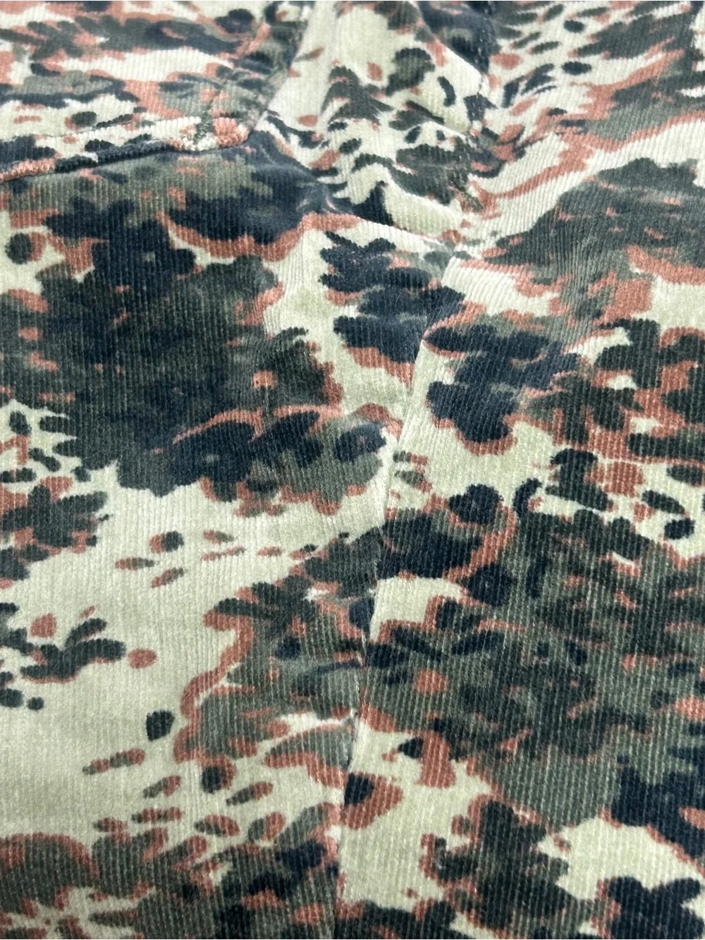 Anthropology Pilcro, corduroy Green Camouflage Skinny Jeans